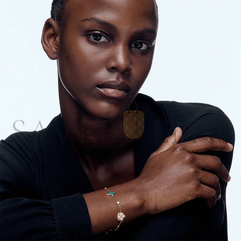 l**is v*t*n colour blossom bb multi-pattern bracelet, yellow gold, amazonite and Di*m*nds q05979